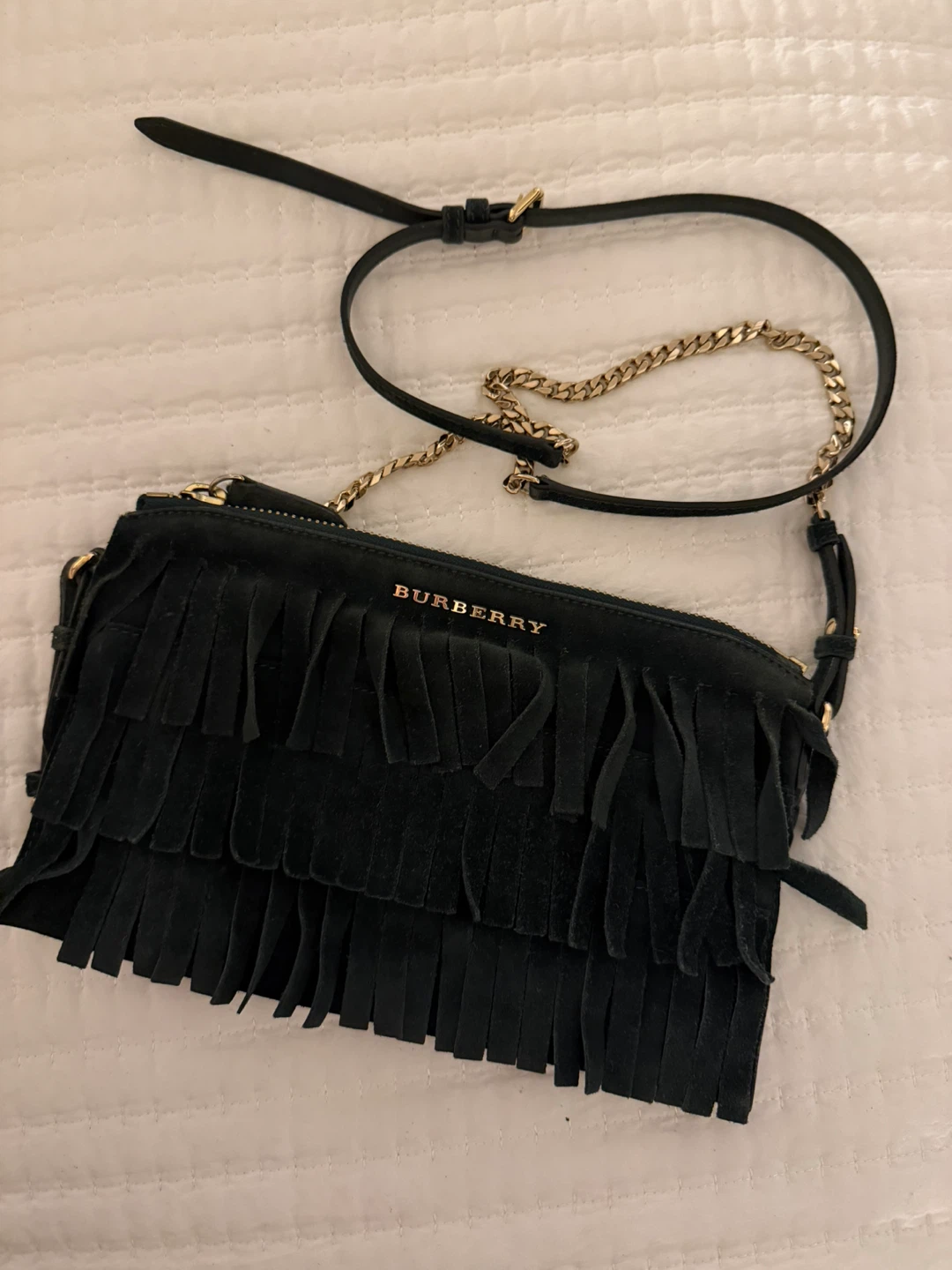 Burberry  green Suede Fringe Crossbody Bag