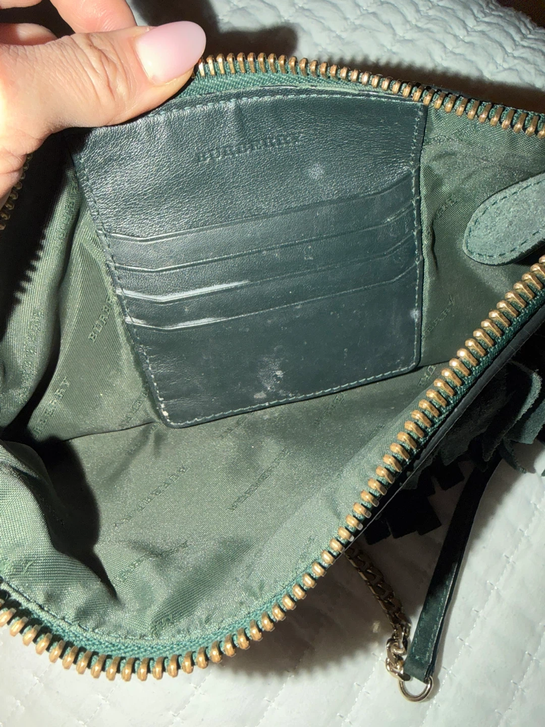 Burberry  green Suede Fringe Crossbody Bag - photo 3