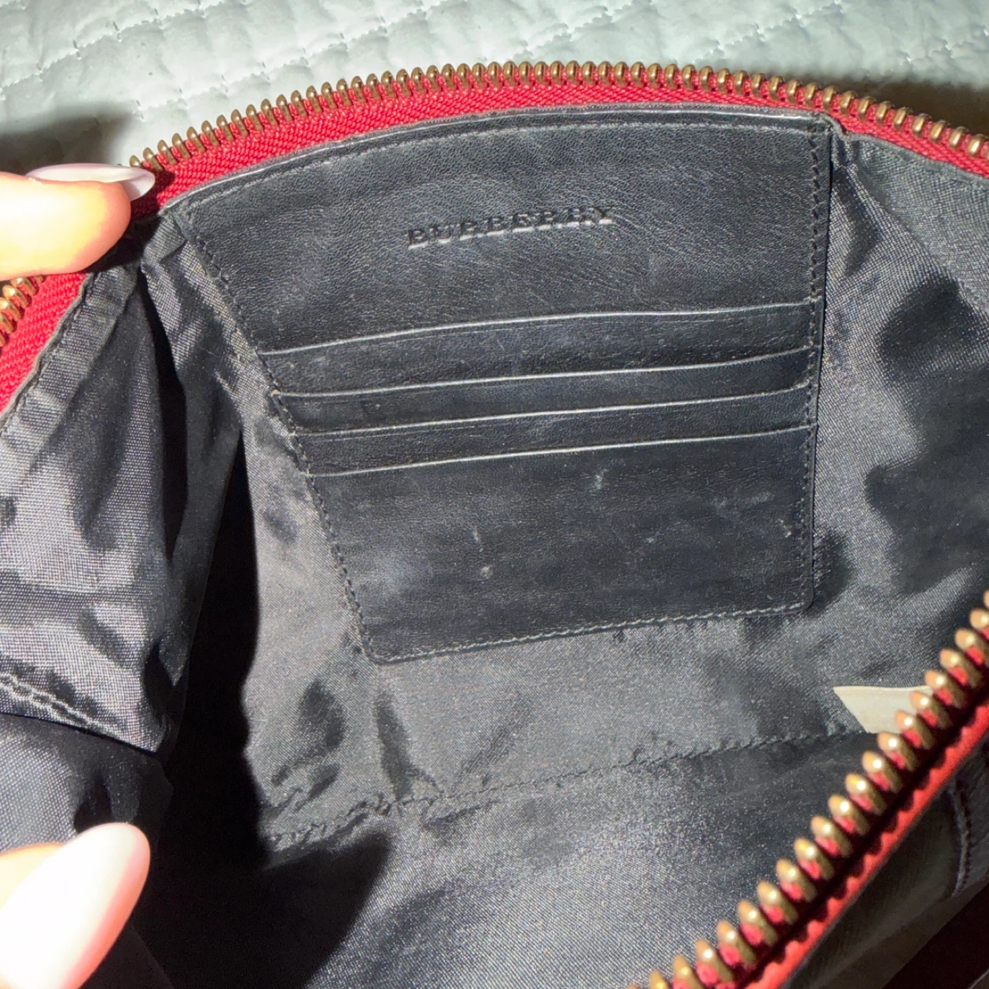 Burberry Haymarket Check Leather Crossbody Bag Red - photo 3