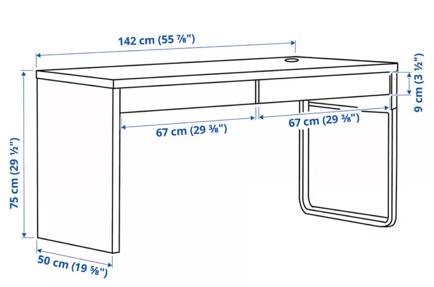 Ikea White Desk with Two Drawers - photo 3