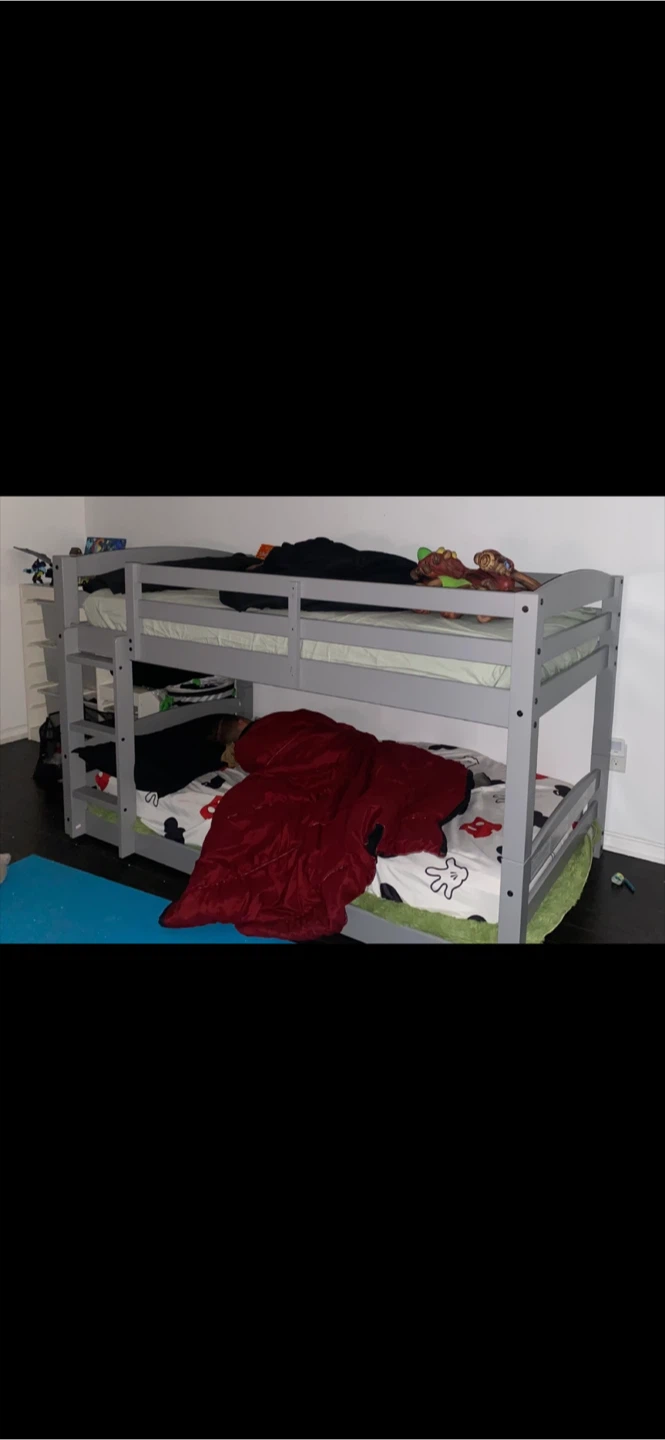 Grey Bunk Bed with Ladder and Guardrails - photo 3