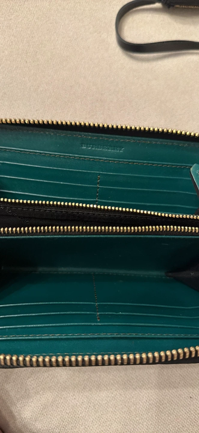 Burberry Teal Leather Zip Around Wallet - photo 3