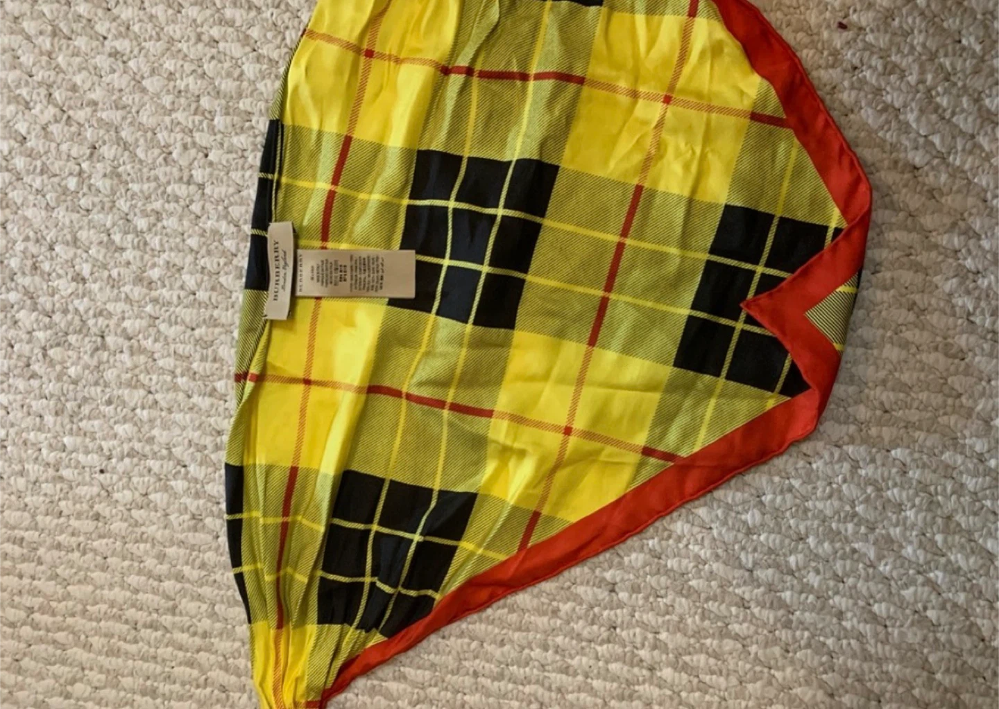 Burberry Yellow Plaid Silk Scarf