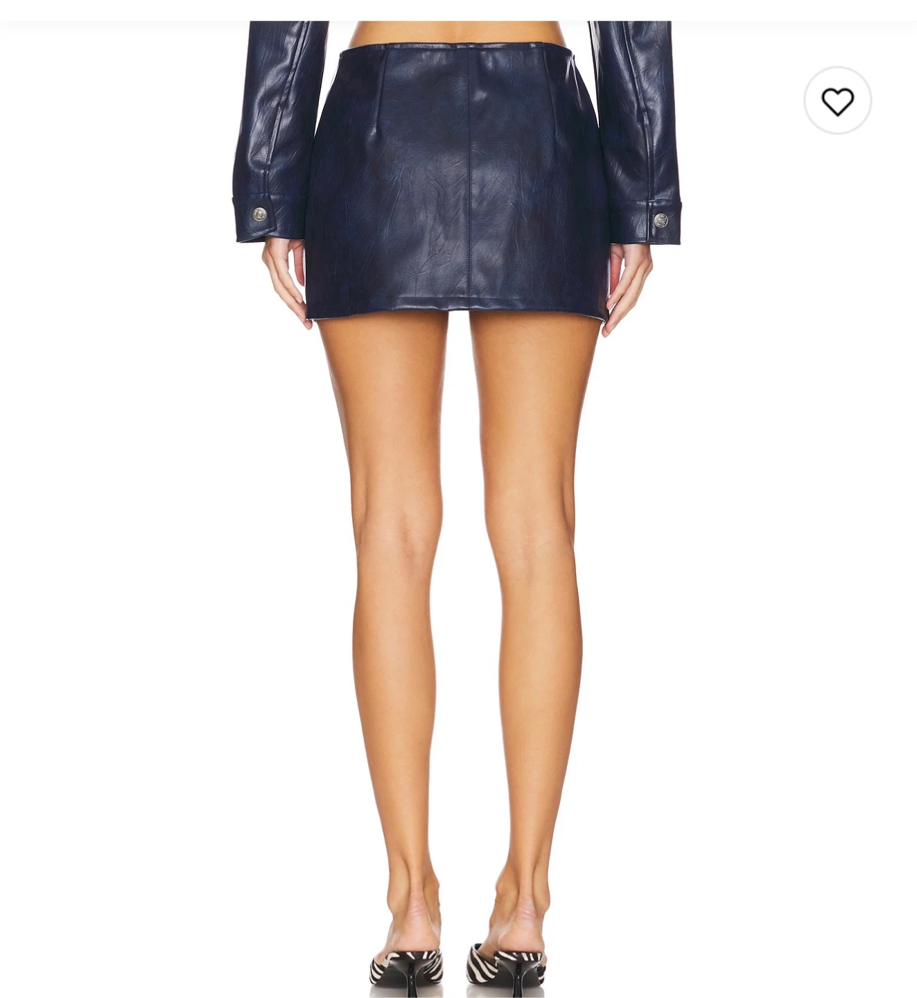 Navy Faux Leather Mini Skirt with Slit - photo 2