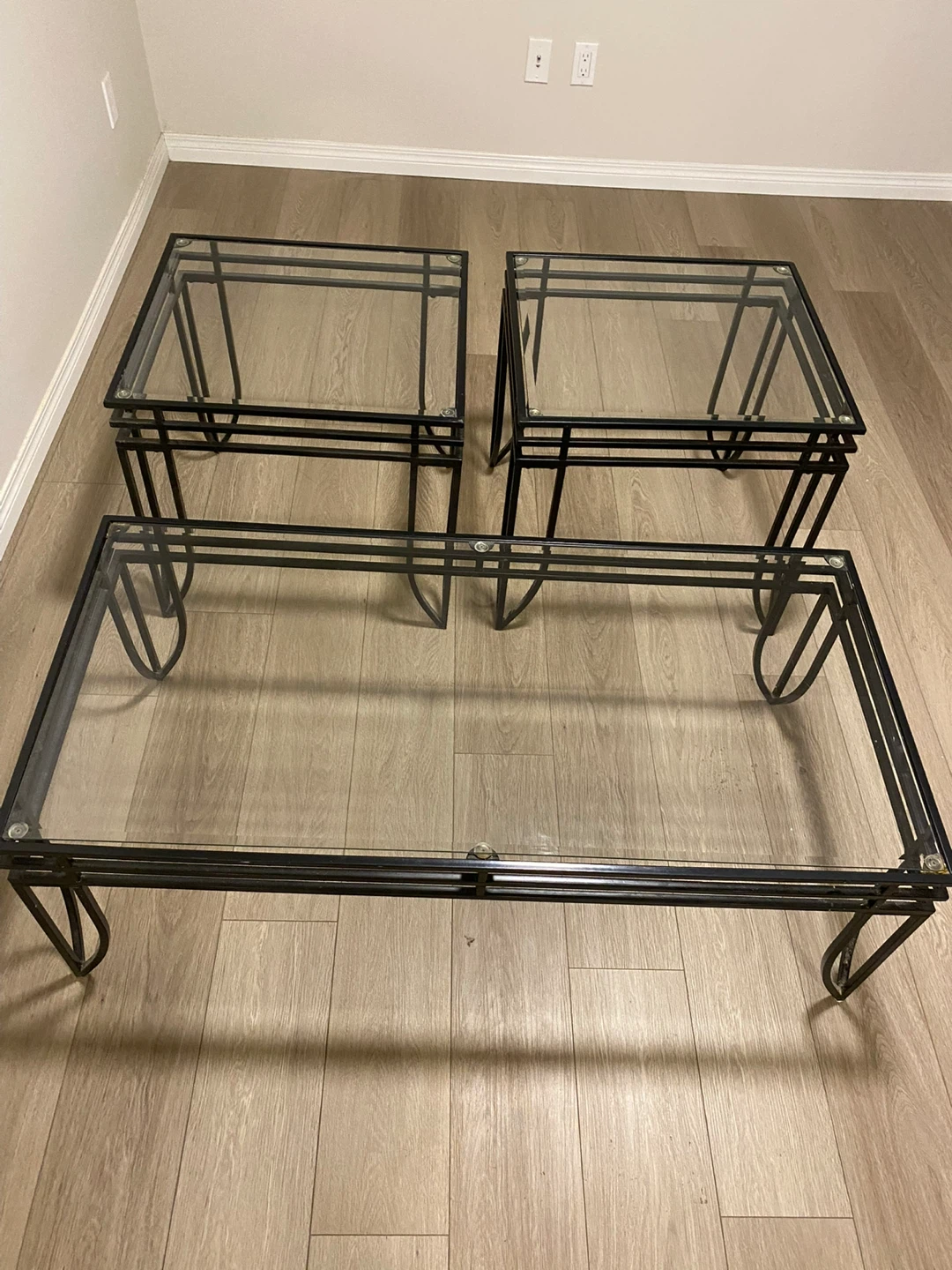 Glass Top Coffee Table Set with End Tables