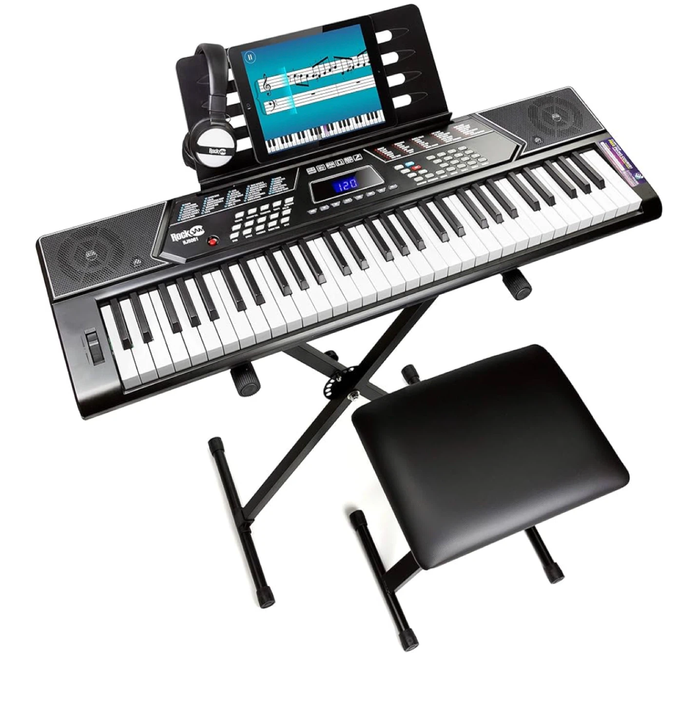 RockJam 61-Key Electronic Keyboard with Stand and Headphones - photo 2