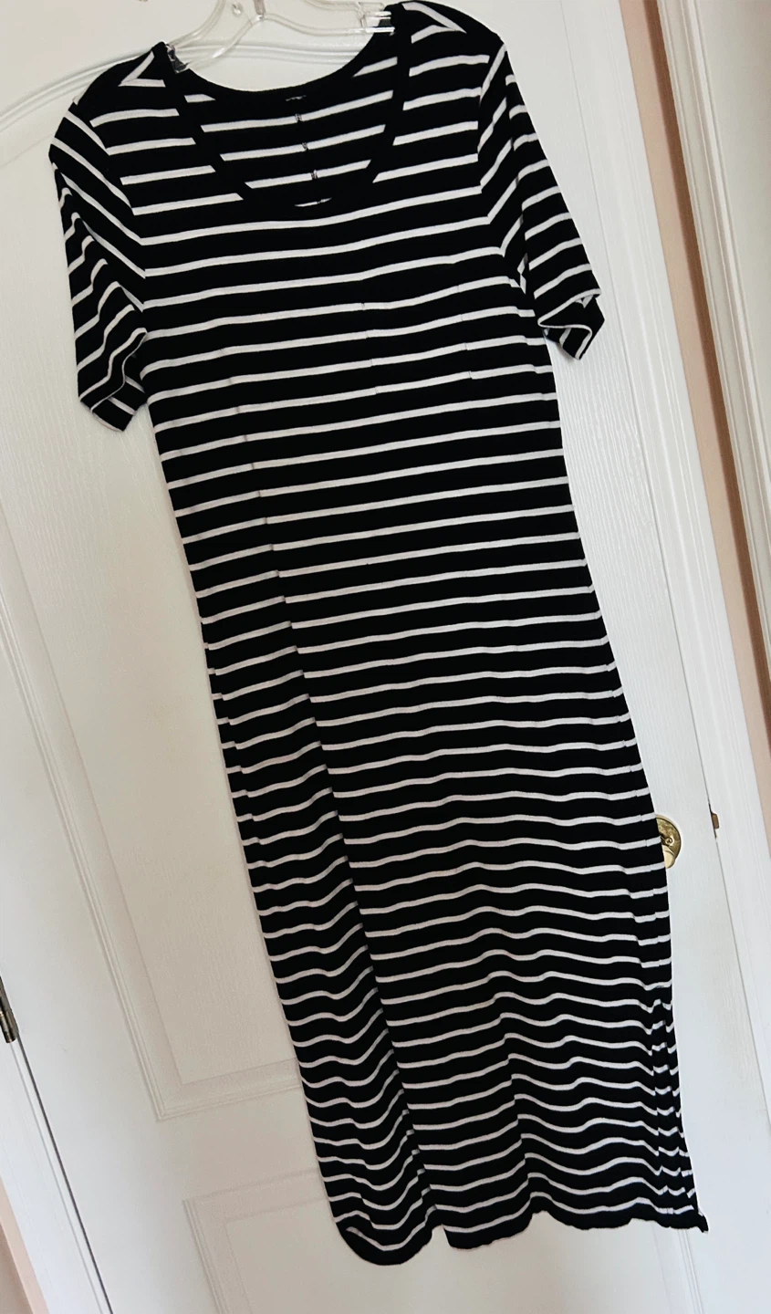 Cotton knit Maxi black and white Dress - photo 2