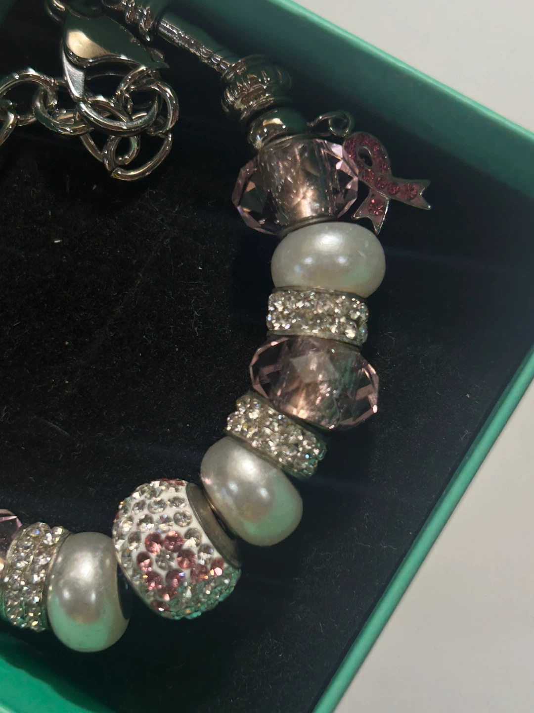 Bella Perlina Charm Bracelet with Pink Ribbon Accent - photo 4