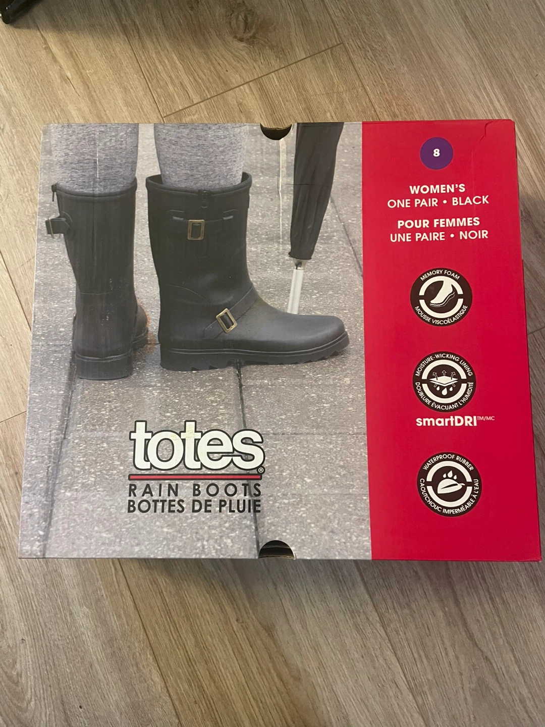 Totes Women's Black Rain Boots Size 8