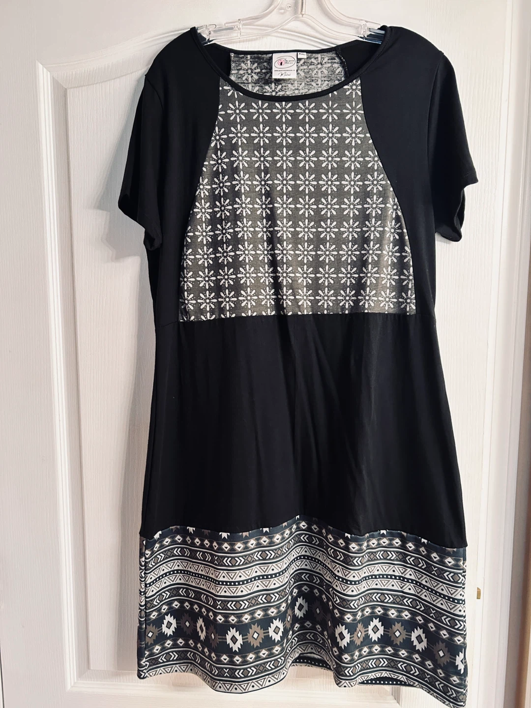 Brand new Black Dress with Geometric Pattern