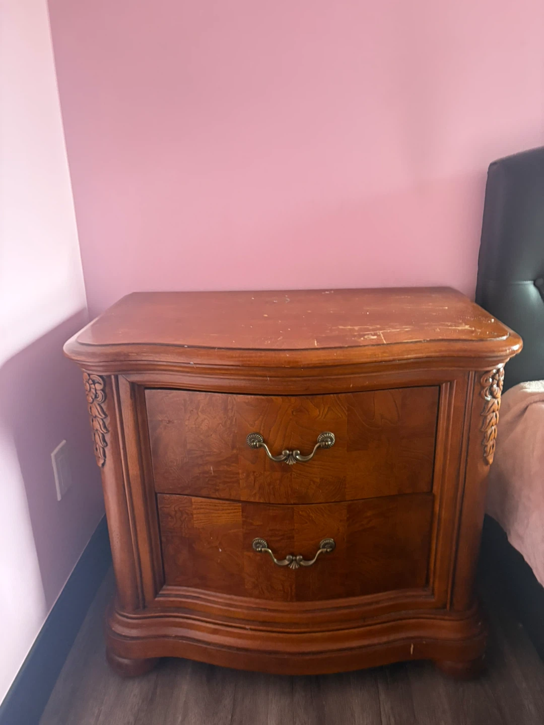 Wooden Nightstand with 2 Drawers