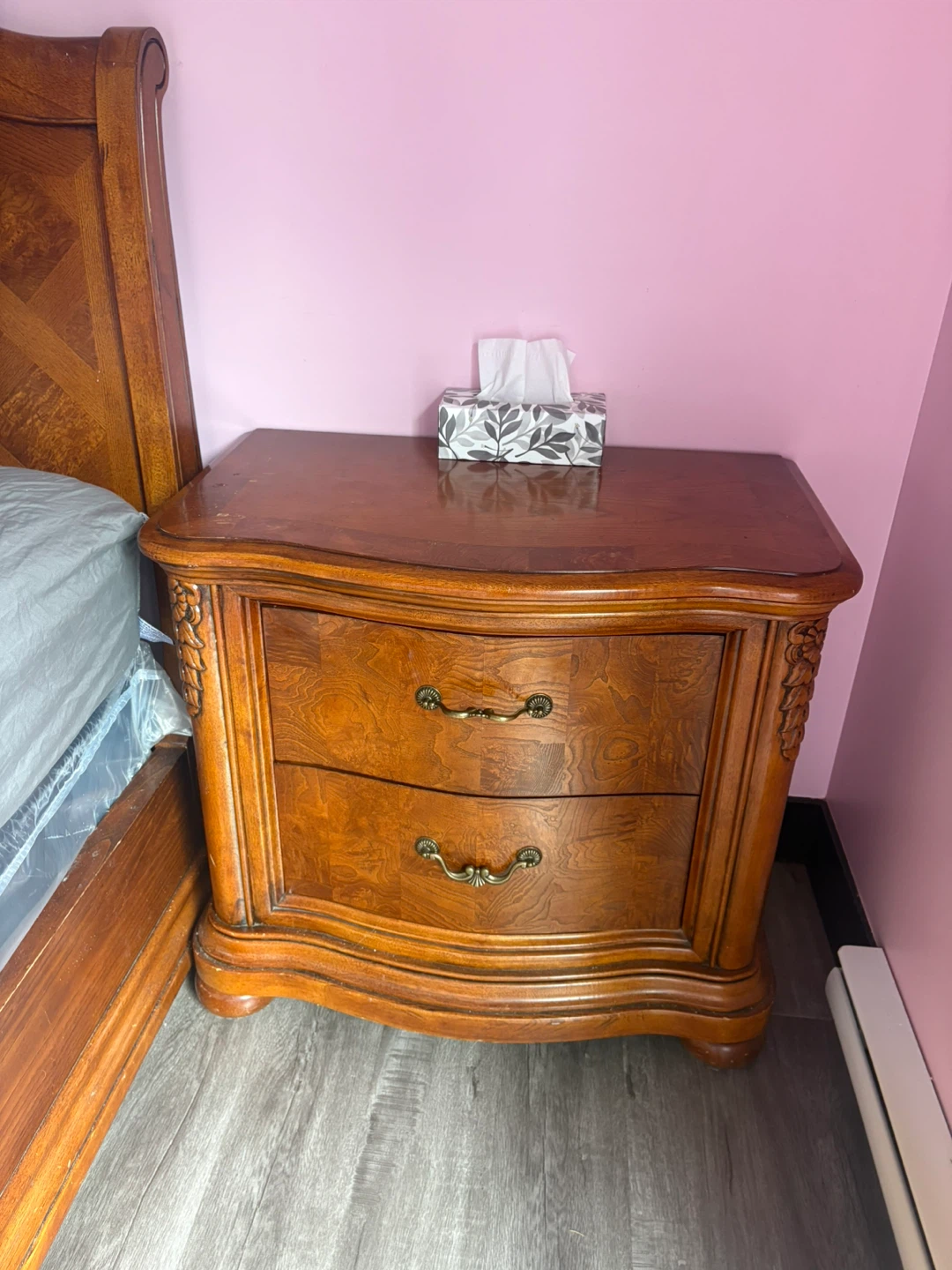 Wooden Nightstand with 2 Drawers - photo 2