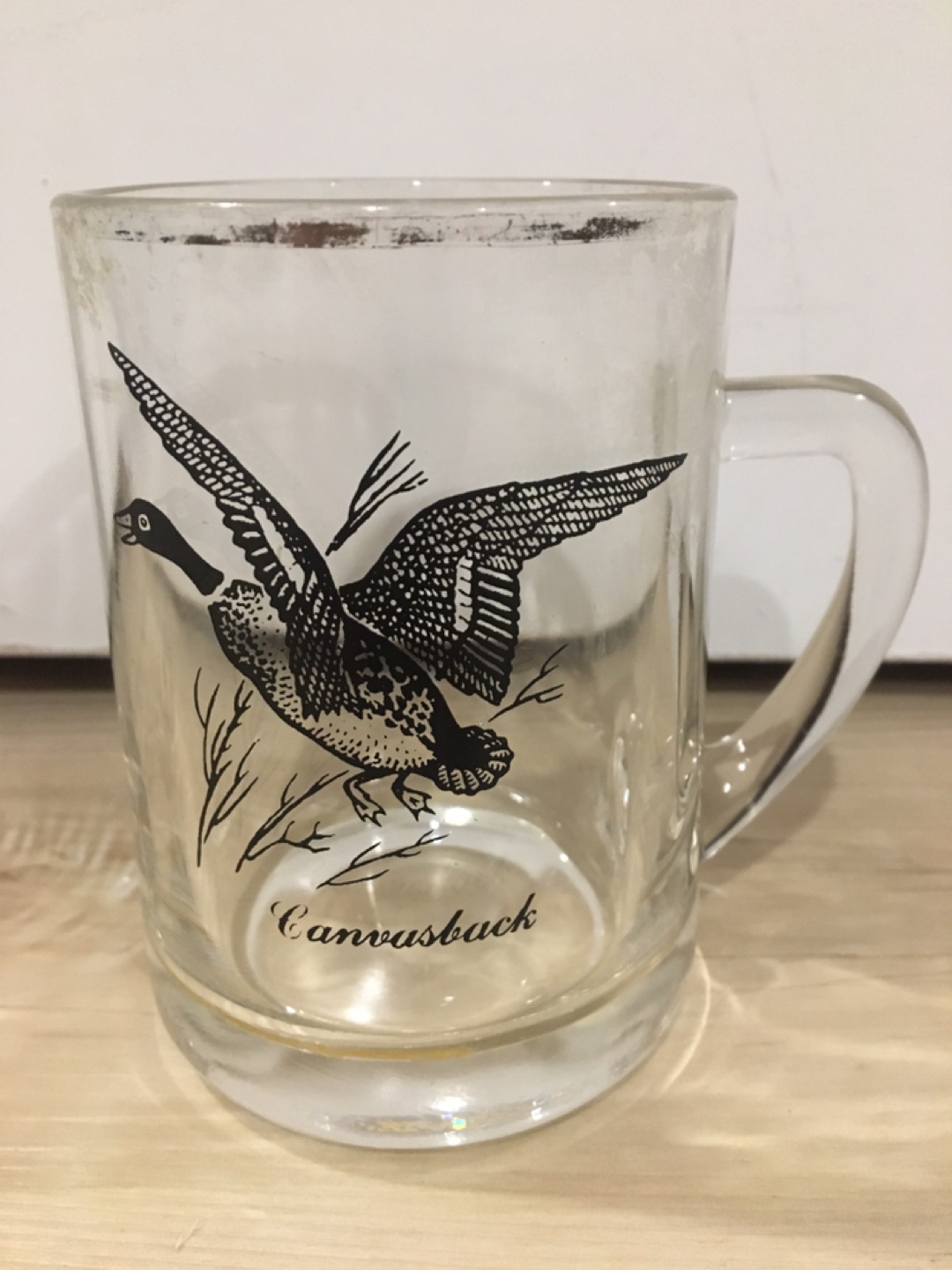 Glass Mug with Canvassback Duck Design