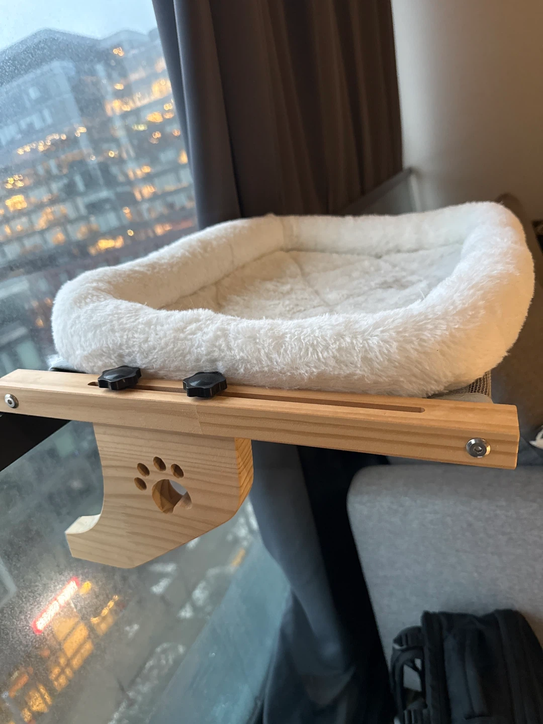 Fluffy White Cat Bed Window Perch