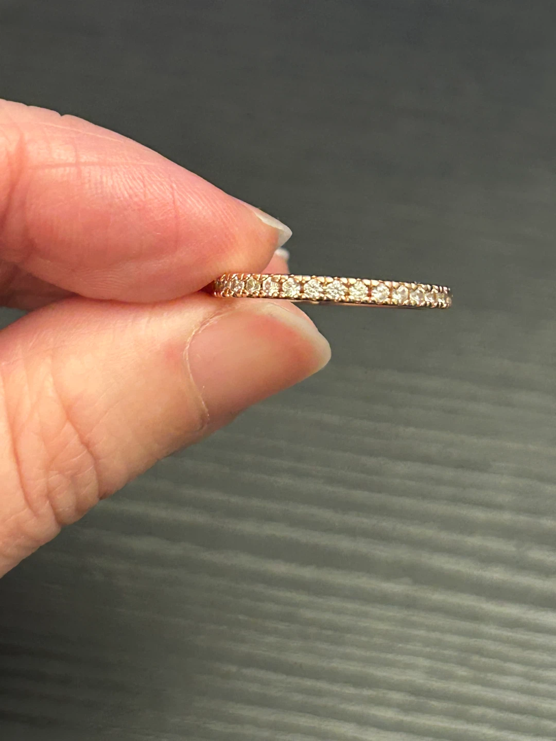 Rose Gold Simulated Diamond Band Ring - photo 2