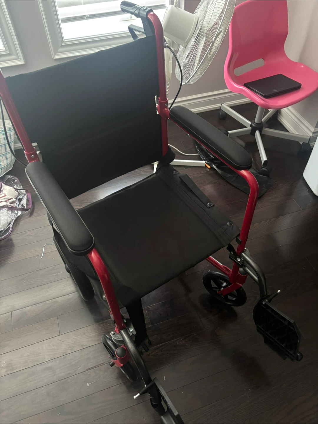 Red Folding Lightweight Transport Wheelchair - photo 4