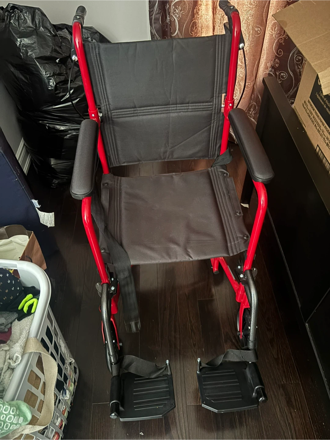 Red Folding Lightweight Transport Wheelchair - photo 3