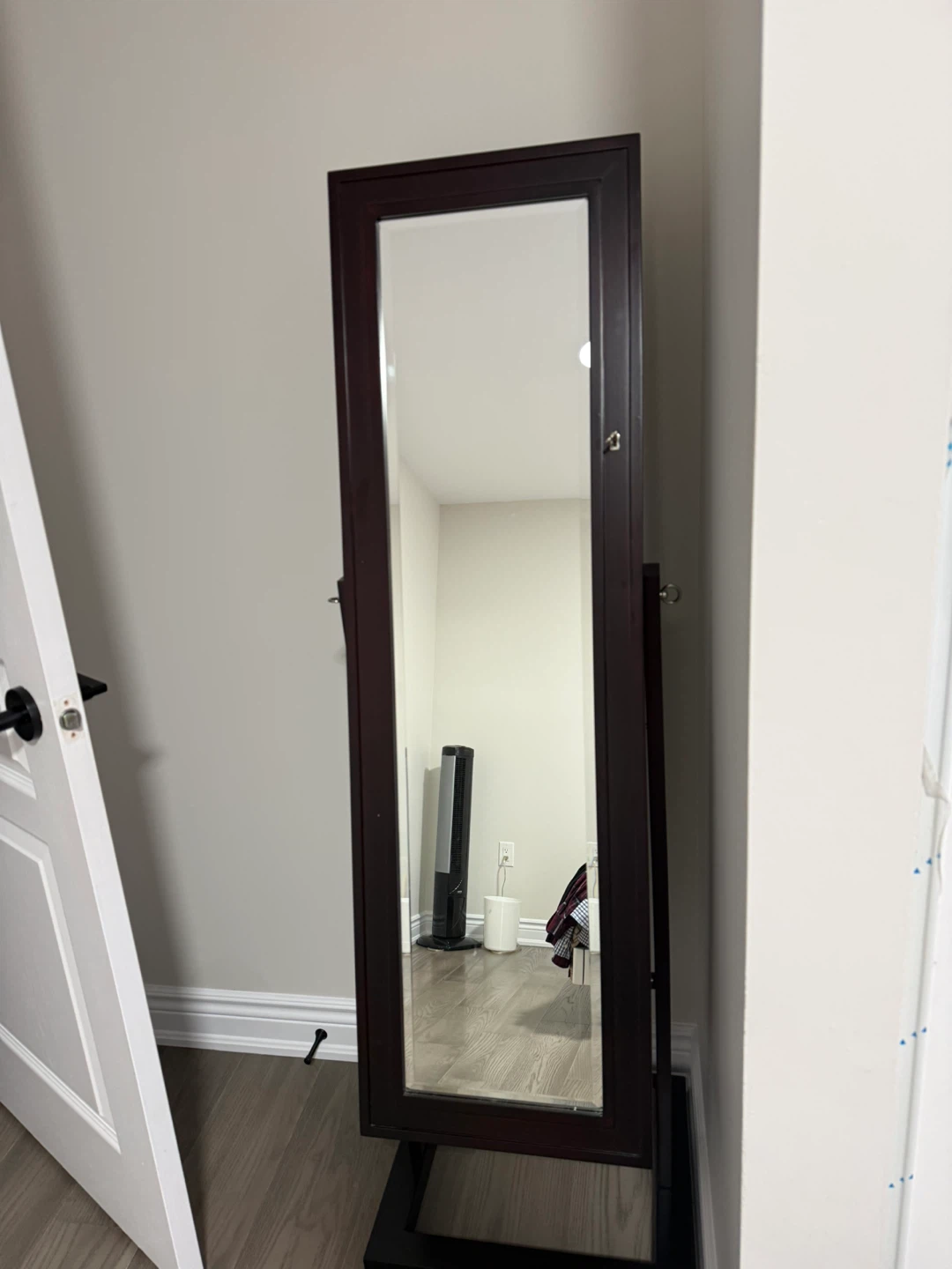 Dark Wood Standing Jewelry Armoire Mirror - photo 3