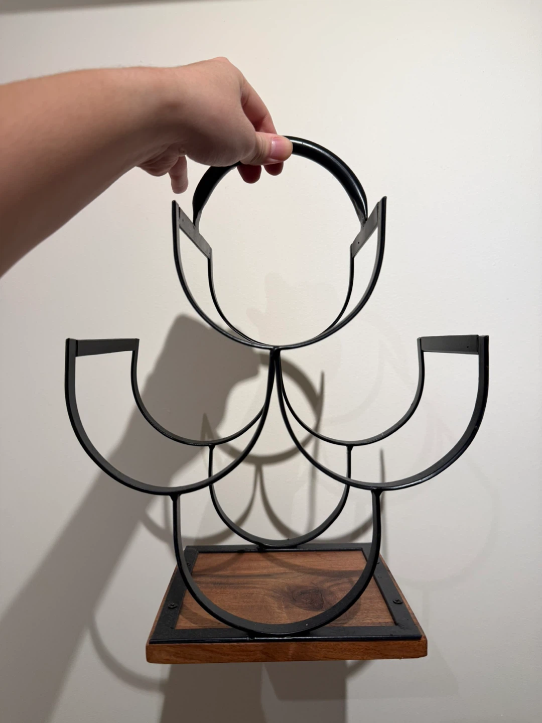 Black Metal and Wood Wine Rack