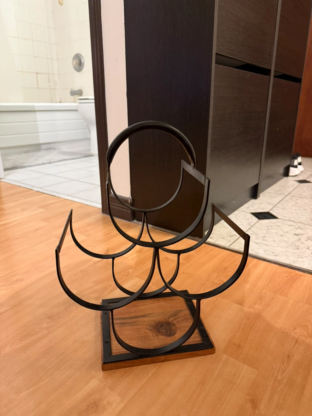 Black Metal and Wood Wine Rack - photo 2