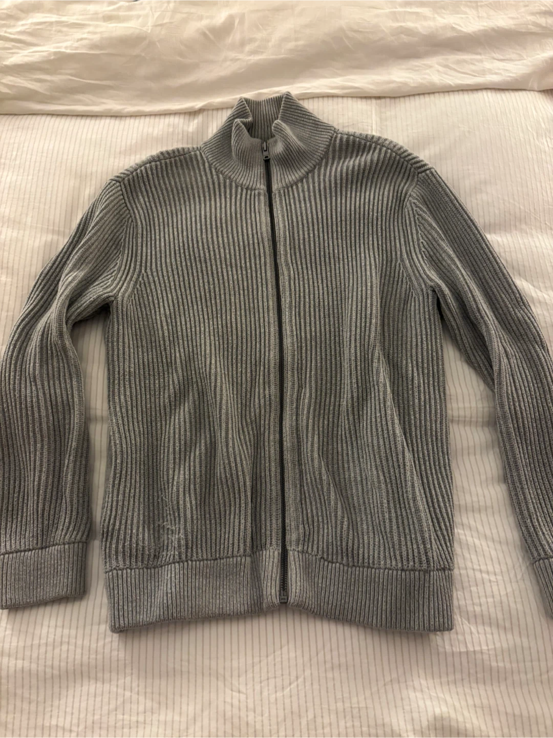 Roots Grey Full Zip Ribbed Sweater Jacket