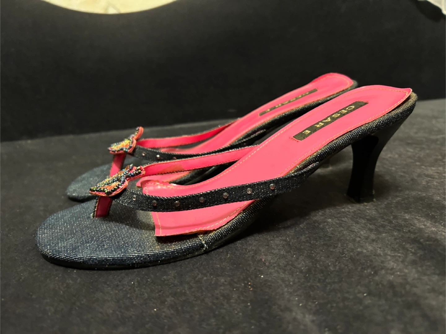 Denim Butterfly Heeled Sandals - photo 2