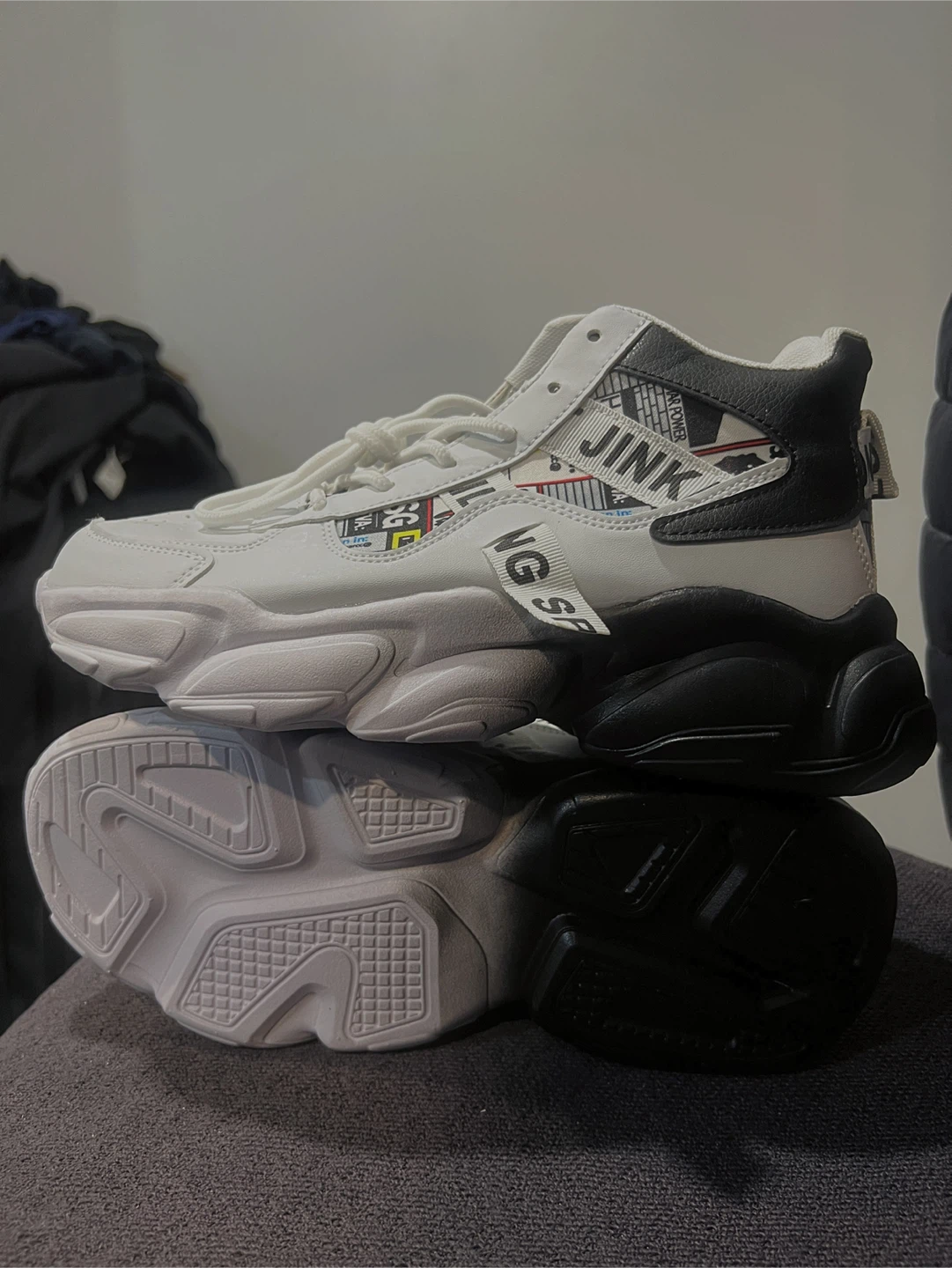 White and Black Chunky Platform Sneakers - photo 3