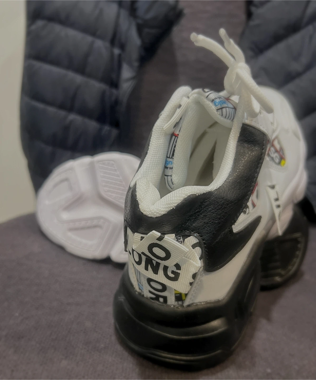 White and Black Chunky Platform Sneakers - photo 2