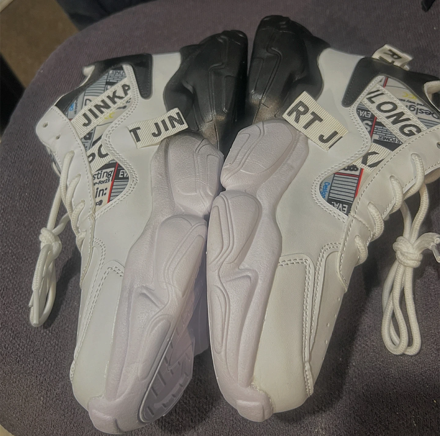 White and Black Chunky Platform Sneakers - photo 4