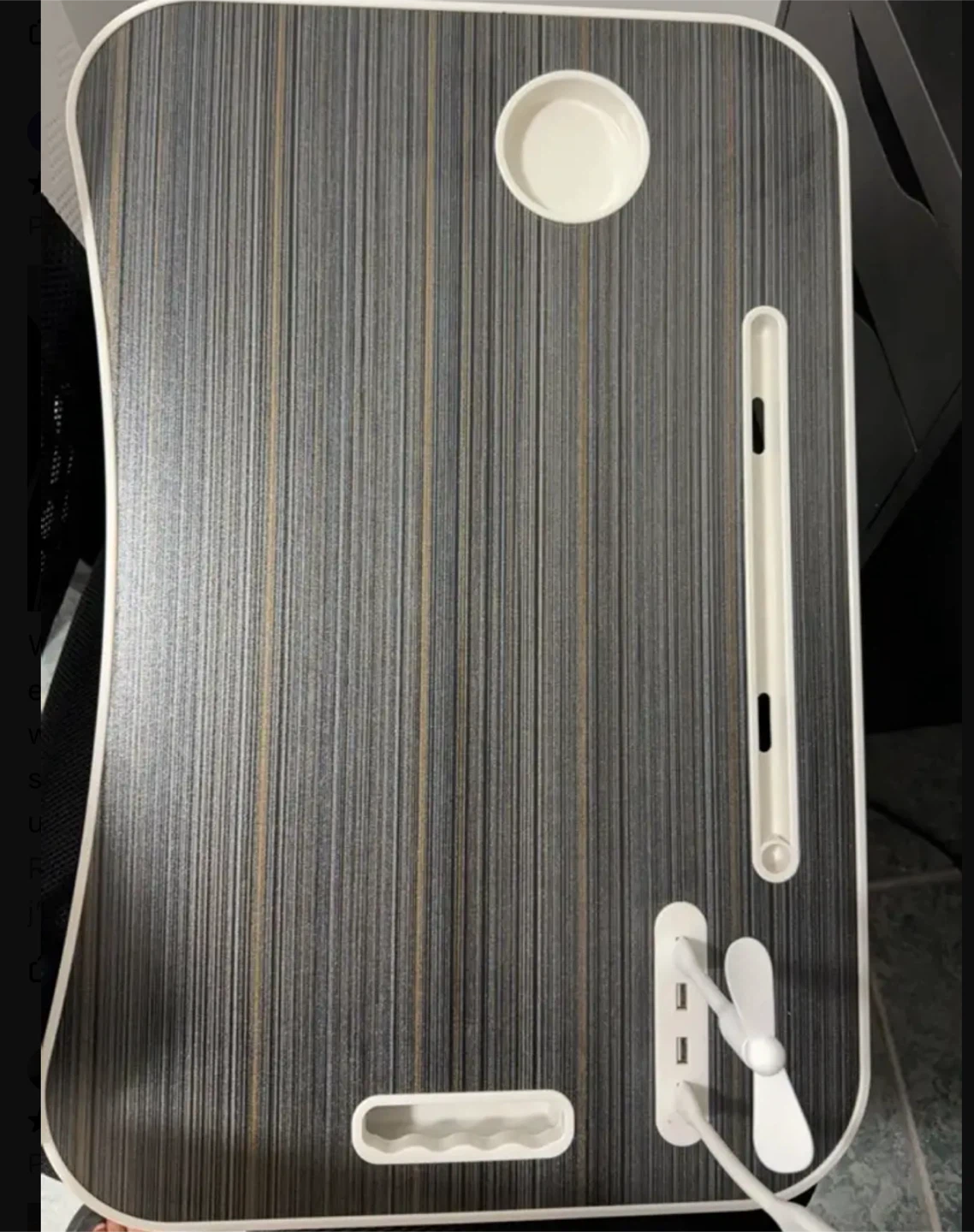 Portable Laptop Bed Tray with USB Fan and Light