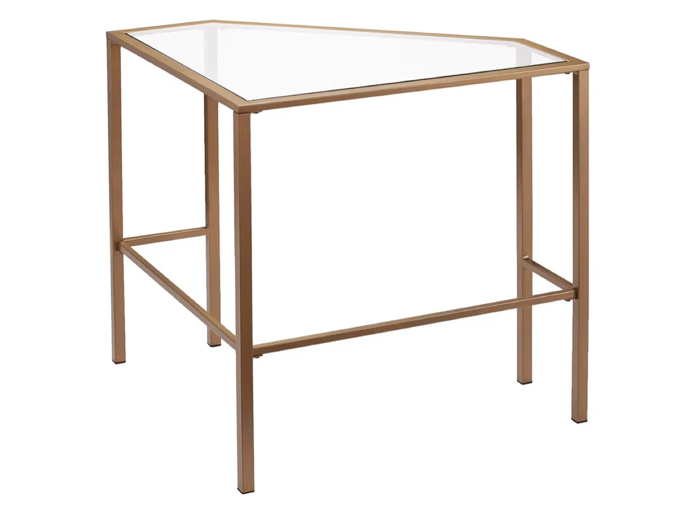 Glass Top Corner Desk with Gold Frame