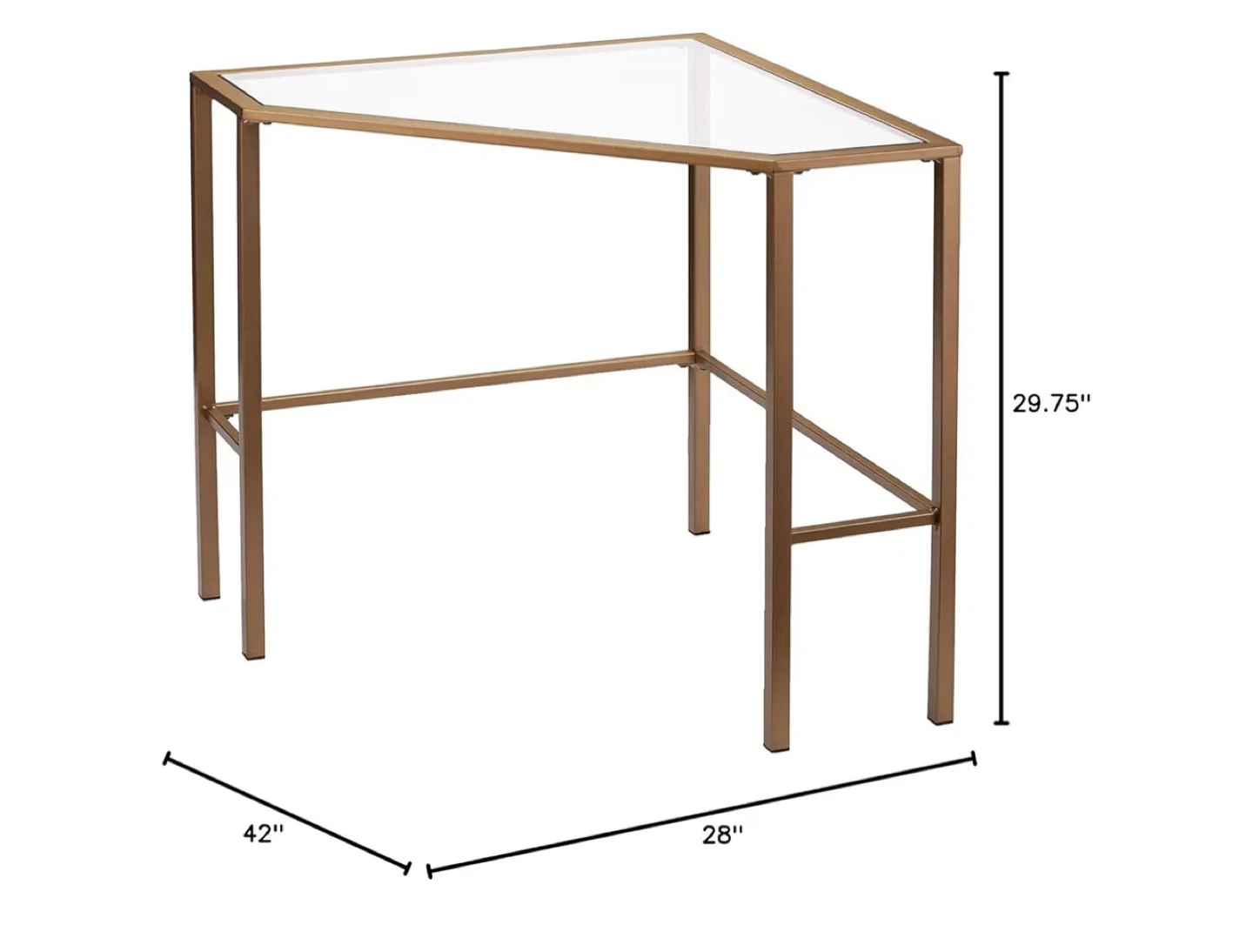 Glass Top Corner Desk with Gold Frame - photo 2