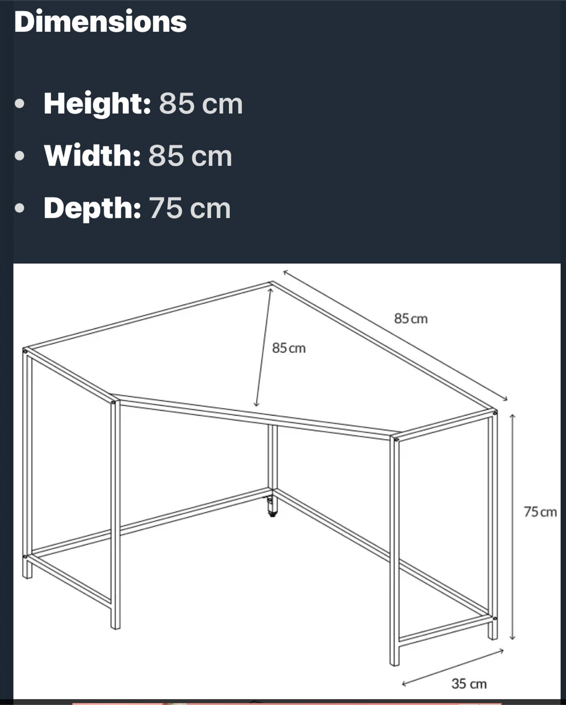 Glass Top Corner Desk with Gold Frame - photo 3