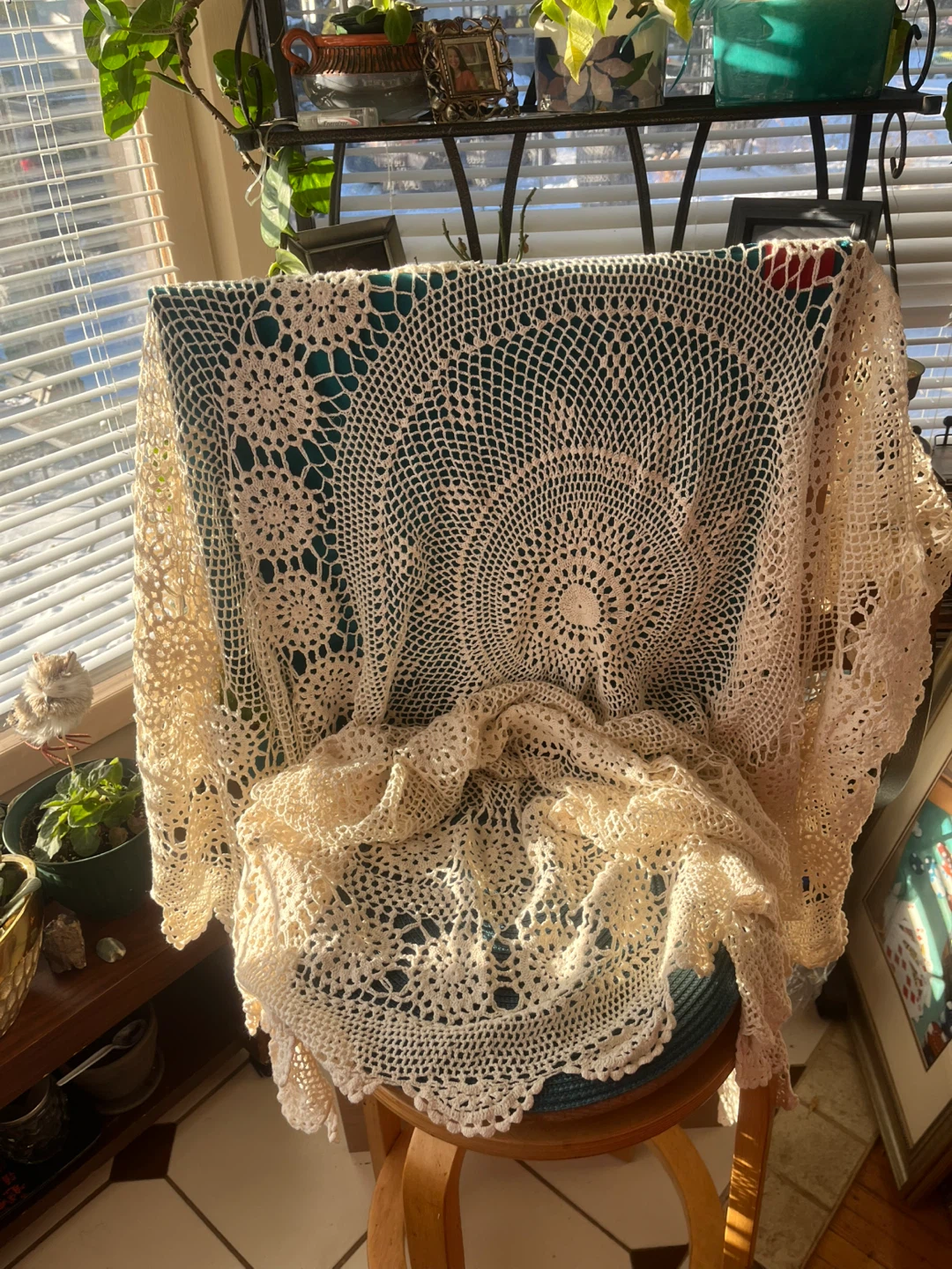 Handmade Crochet Lace Tablecloth/Throw, 68” diameter - photo 5