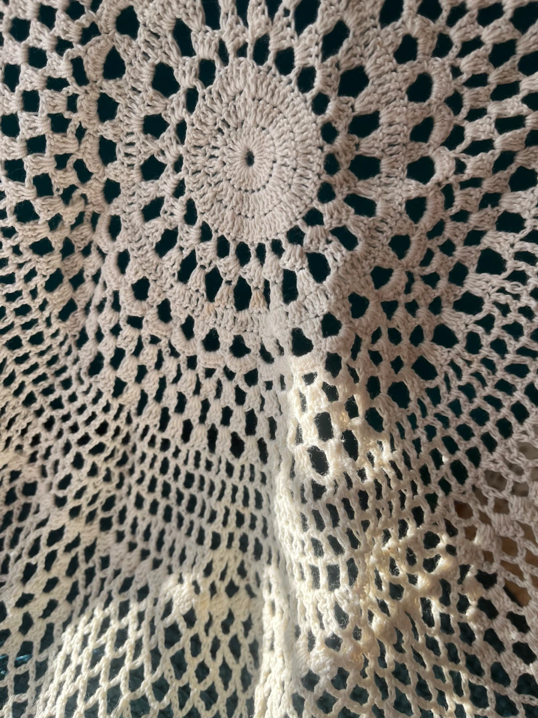 Handmade Crochet Lace Tablecloth/Throw, 68” diameter - photo 3