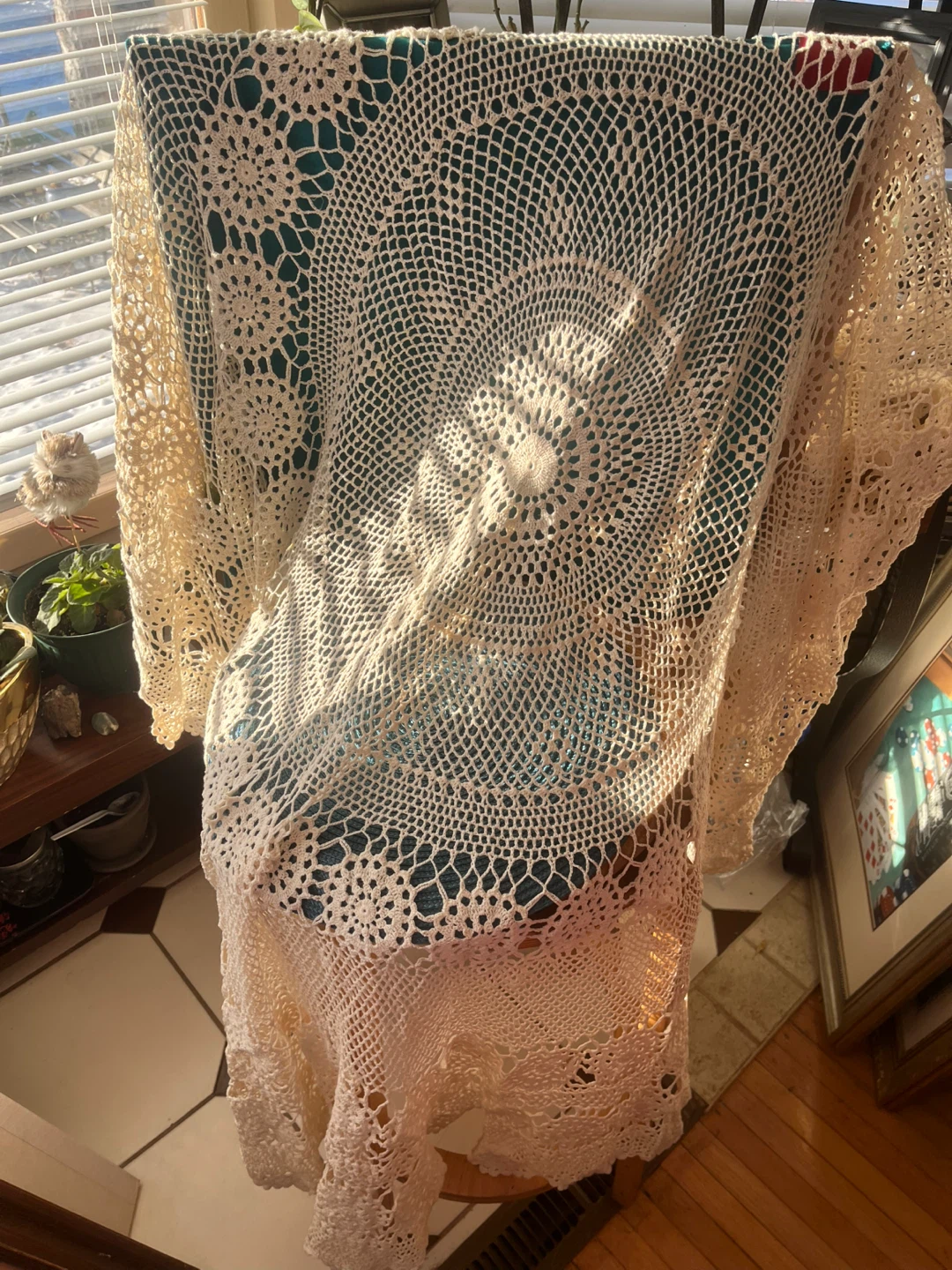 Handmade Crochet Lace Tablecloth/Throw, 68” diameter - photo 2