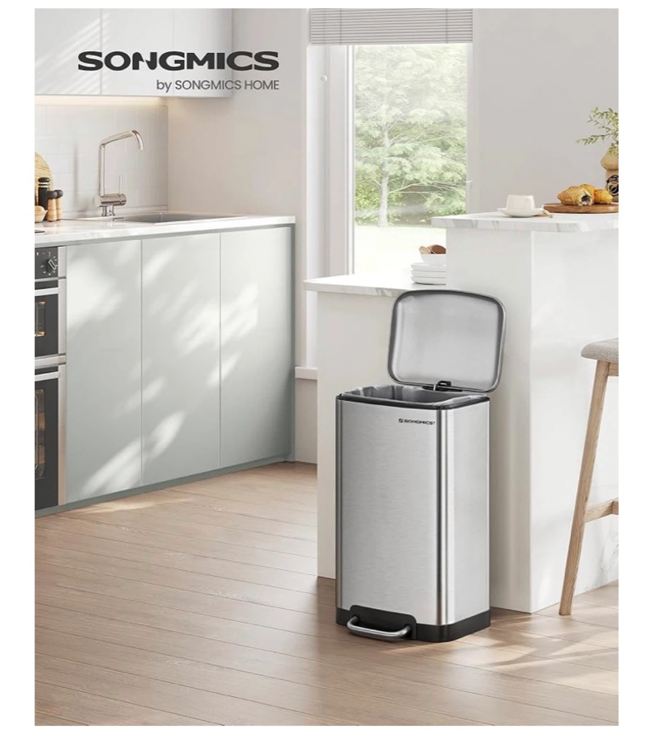 SONGMICS 8-Gallon Stainless Steel Trash Can - photo 2