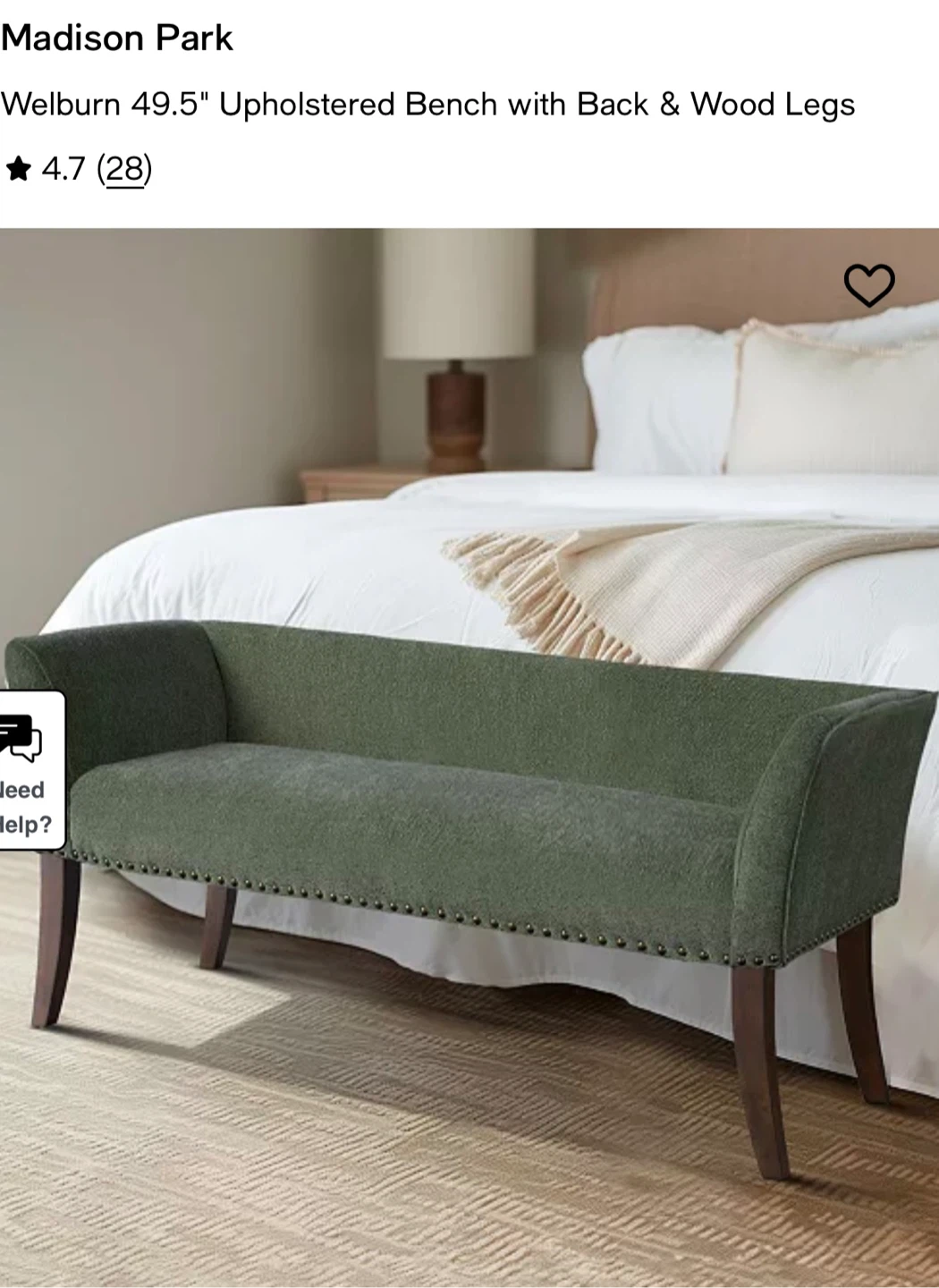 Madison Park Welburn 49.5" Upholstered Bench - photo 4