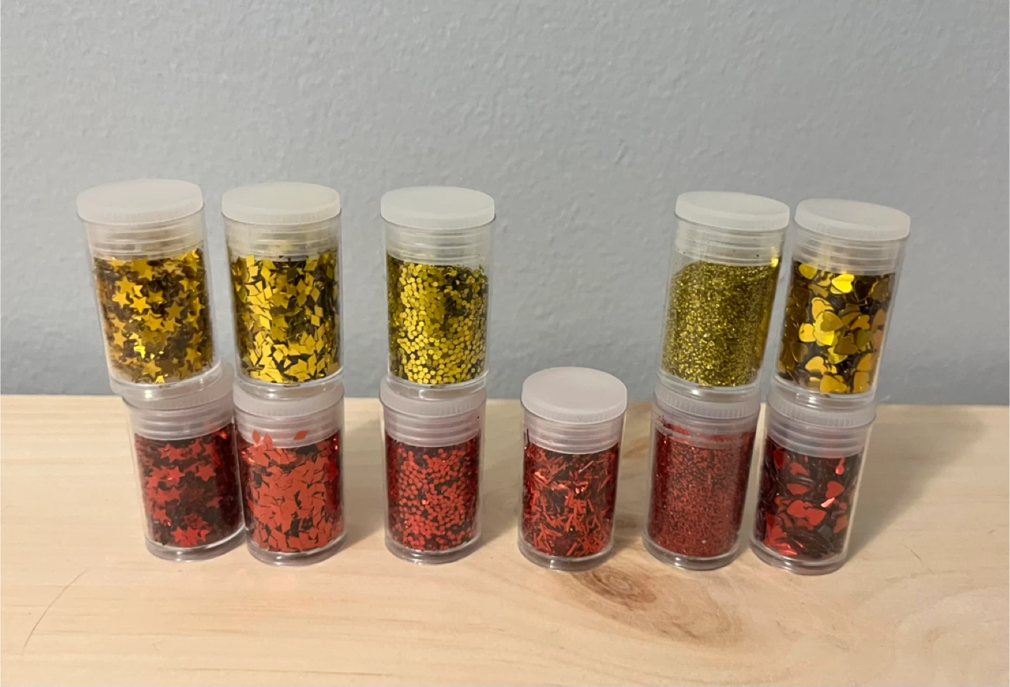 Red and yellow glitter