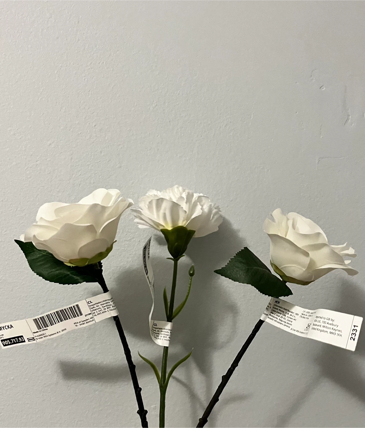 White fake flowers