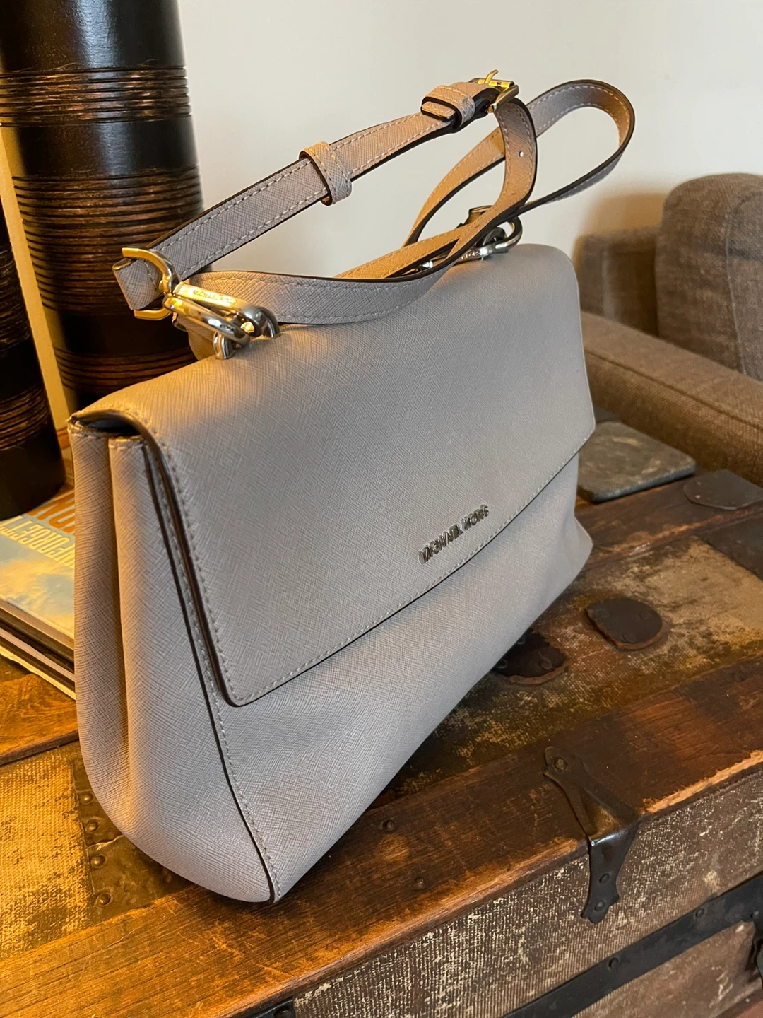 Michael Kors Grey Leather Satchel Handbag