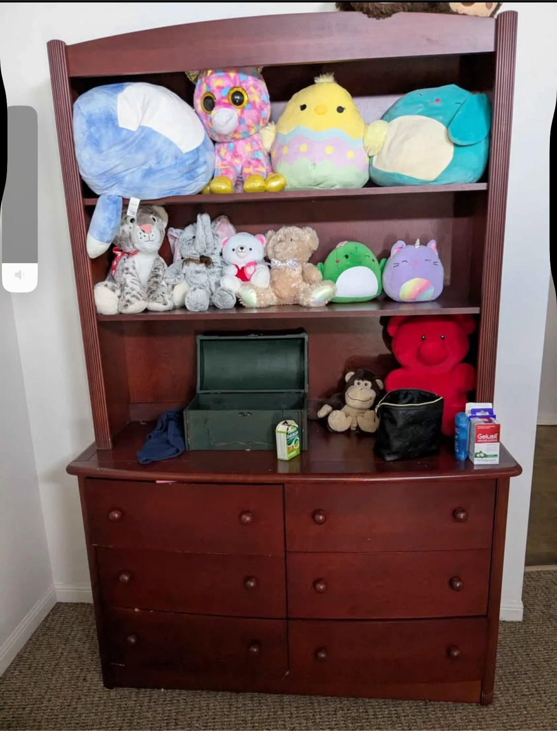Cherry Wood Dresser with Hutch