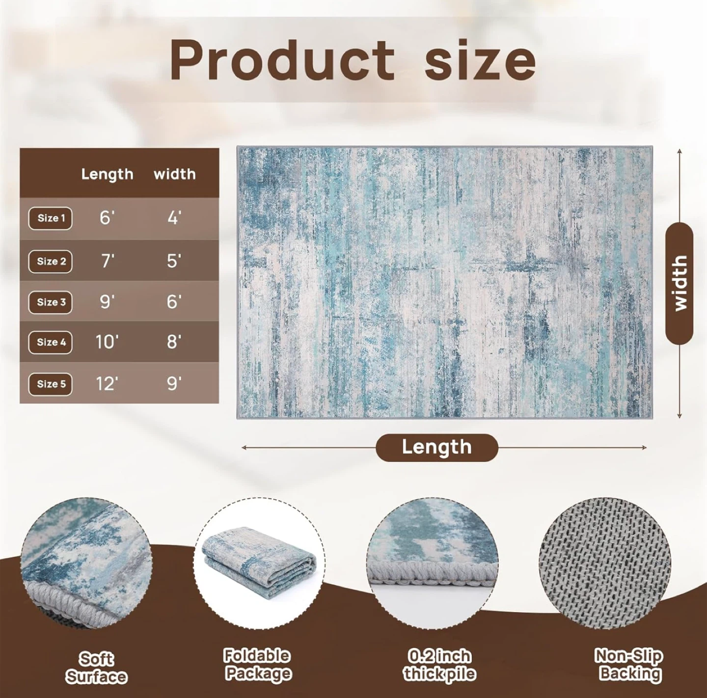 Abstract 4x6 Area Rug Washable Soft Non-Slip - photo 3