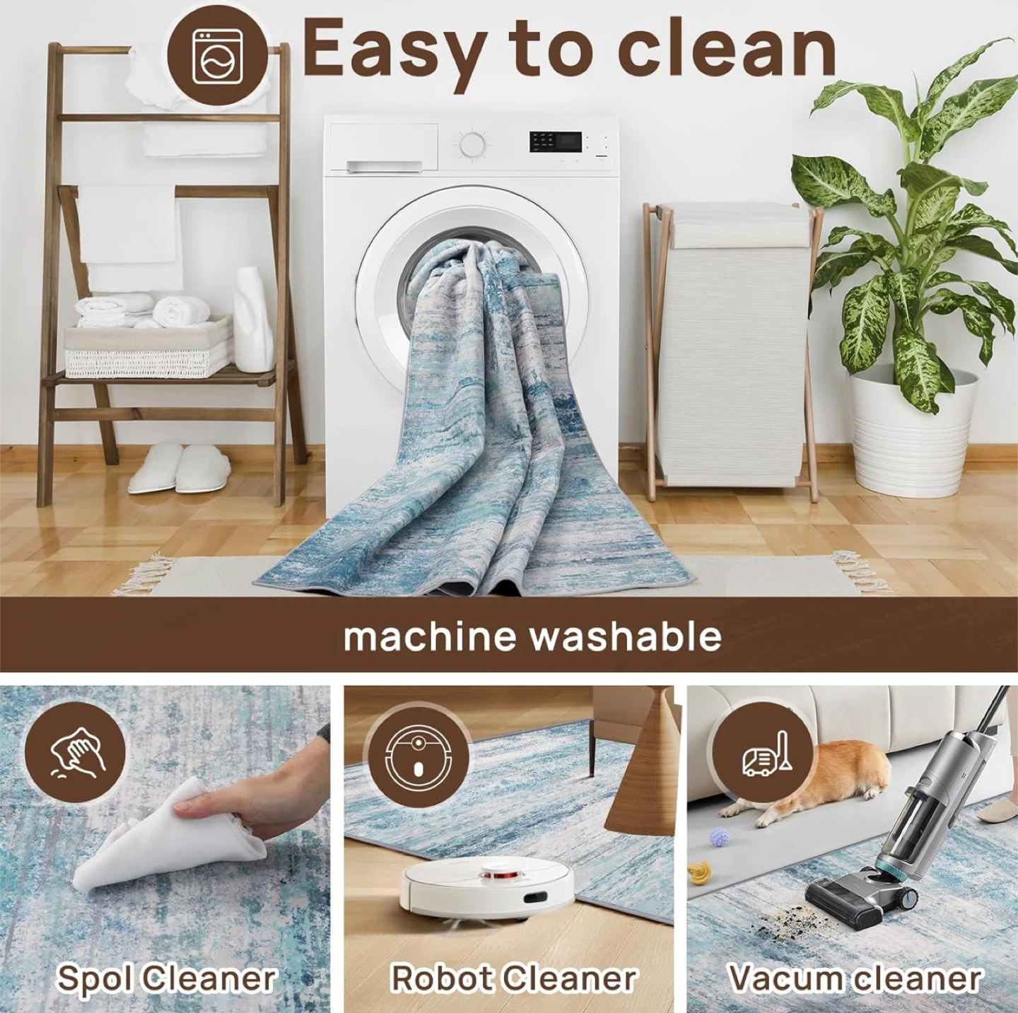 Abstract 4x6 Area Rug Washable Soft Non-Slip - photo 4