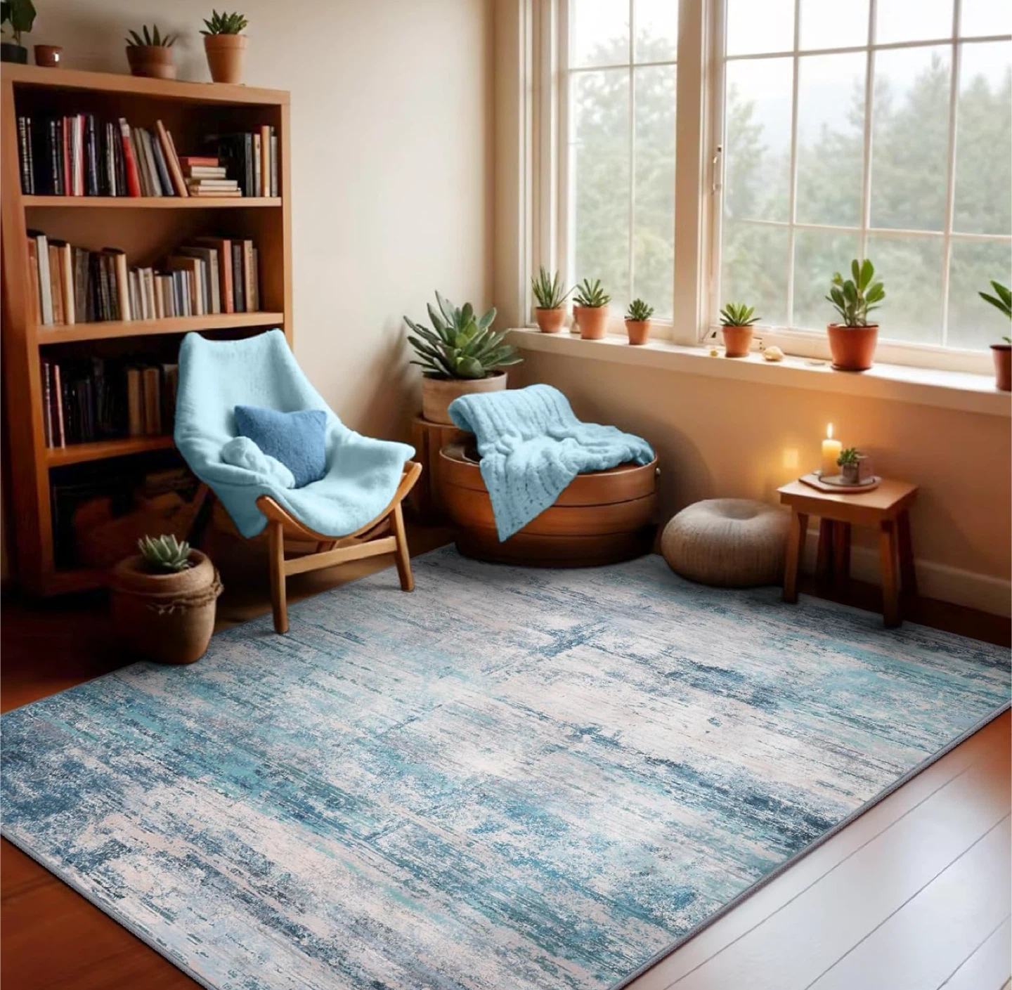 Abstract 4x6 Area Rug Washable Soft Non-Slip