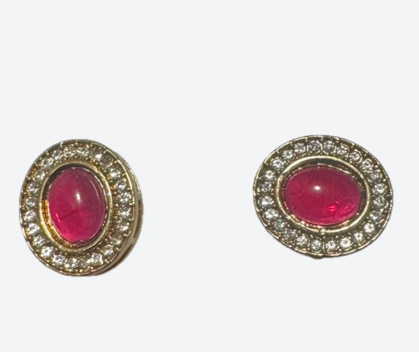 Oval Ruby and Diamond Earrings