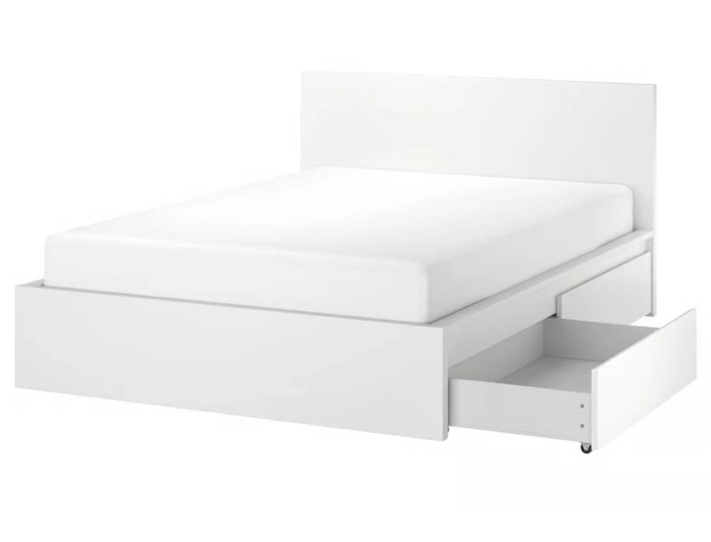 IKEA MALM White Queen Bed Frame with 4 Storage Drawers