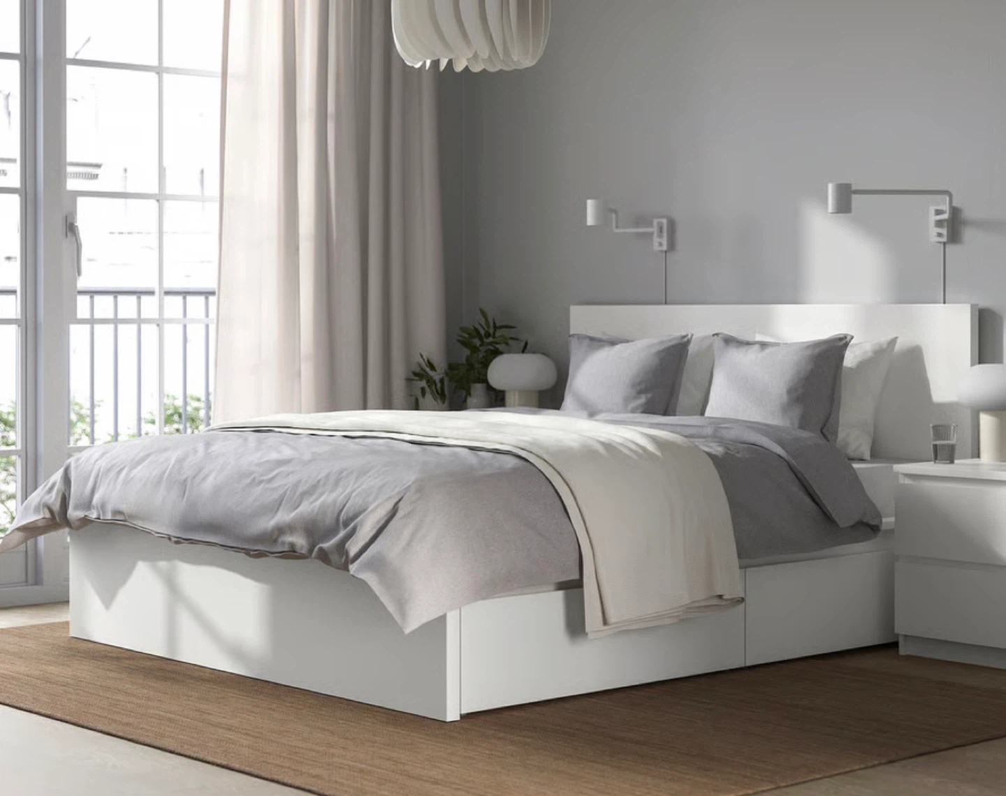 IKEA MALM White Queen Bed Frame with 4 Storage Drawers - photo 2