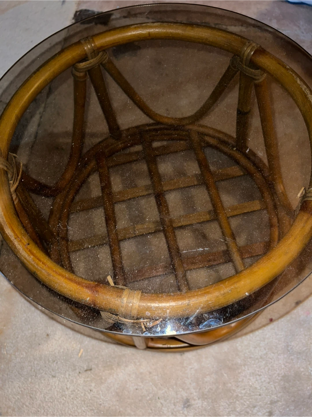 Vintage Rattan and Glass Side Table - photo 2