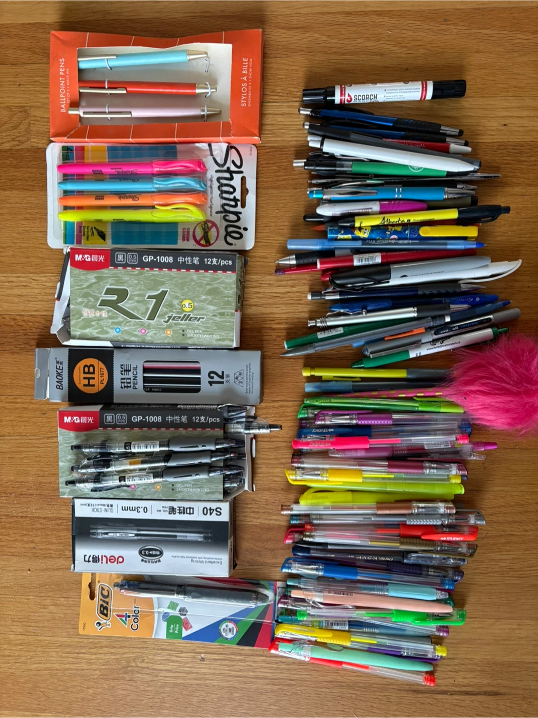 Assorted Ballpoint Pens, Gel Pens, and Highlighters